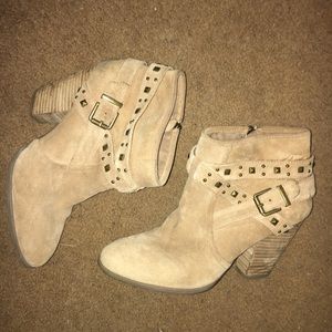 BCBG Tan Suede Booties 9.5